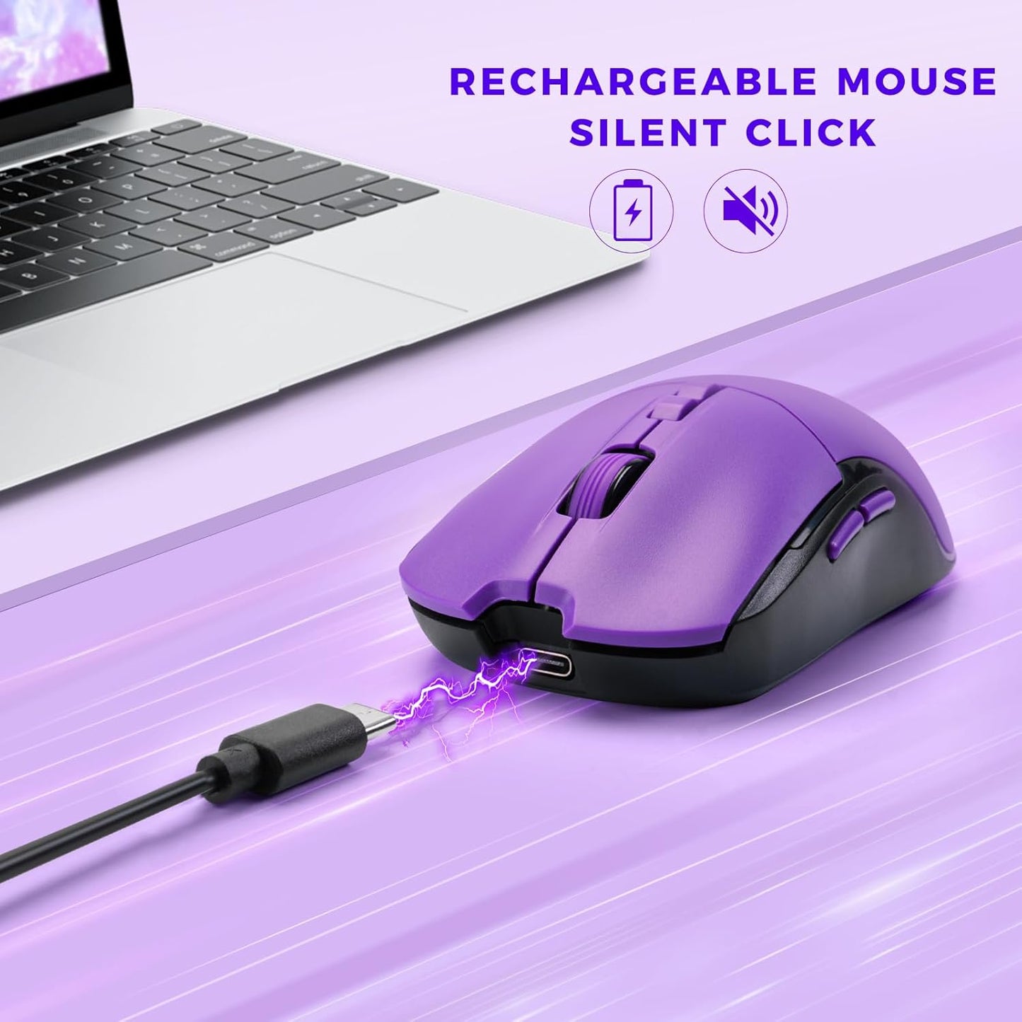 Silent Wireless Keyboard and Mouse Combo - Keyboard with Large Print Cover, 2.4GHz Full-Sized Ergonomic Keyboard with Wrist Rest and Mouse for Laptop, PC, Notebook, Desktop