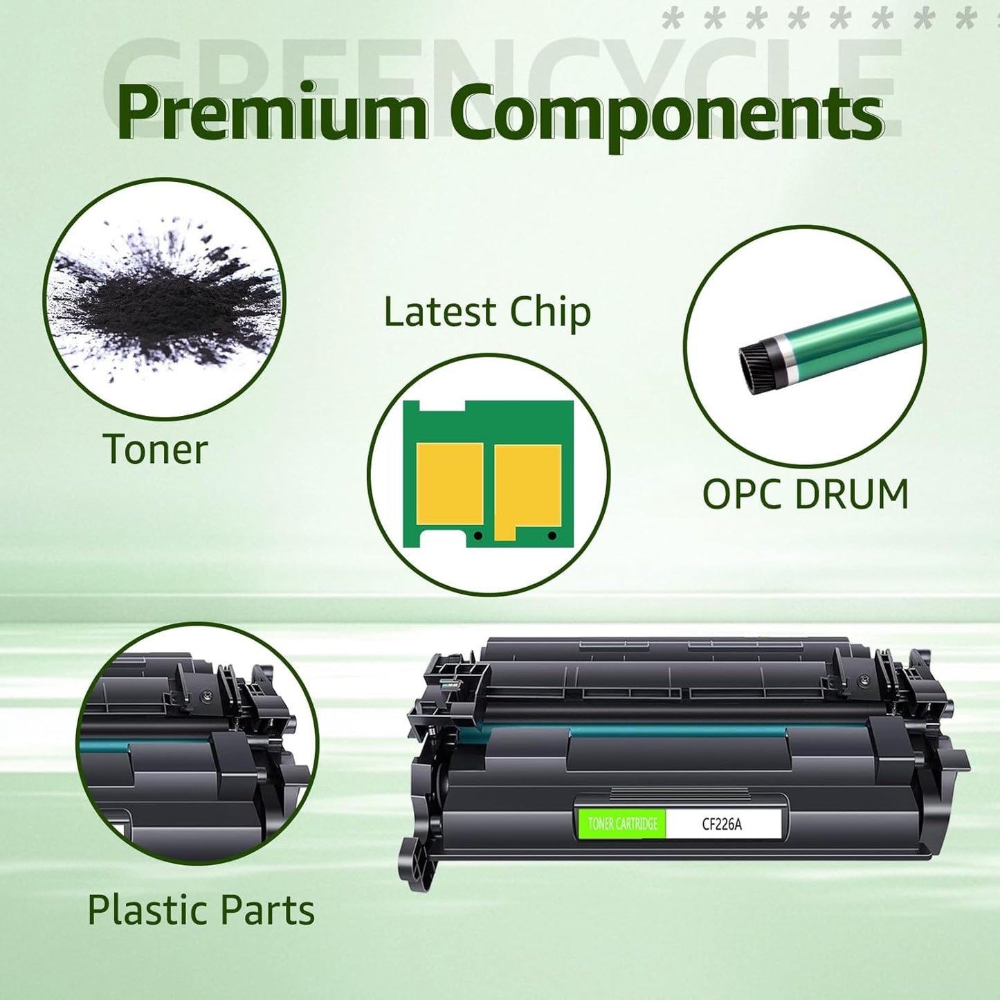 greencycle 26A M426fdw Compatible Toner Cartridge Replacement for HP 26A CF226A 26X CF226X for HP Laserjet Pro M402n M402dn M402dw M402dne MFP M426fdw M426dw M426fdn Printer (Black, 1-Pack)