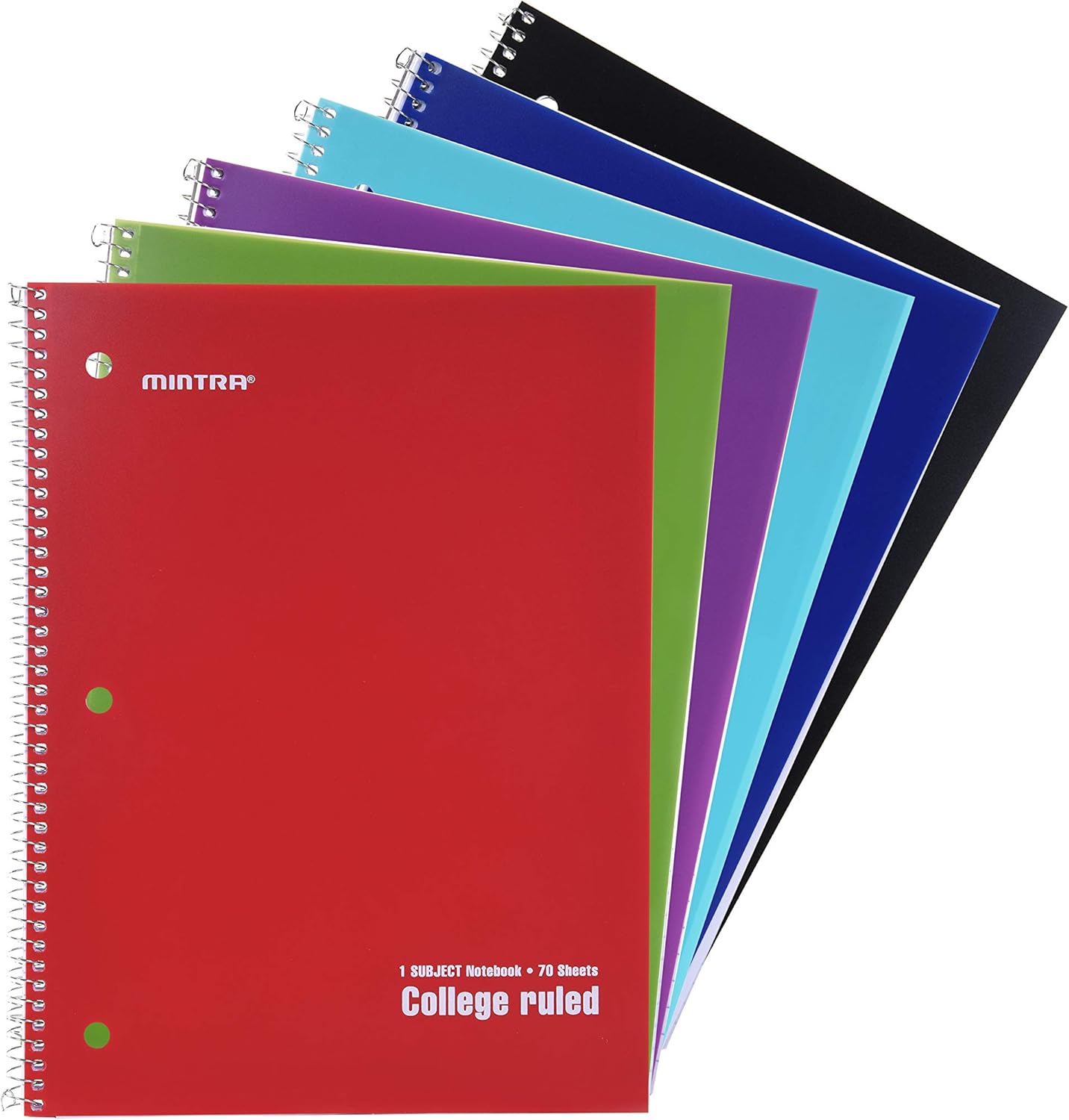 Mintra Office Spiral Notebooks (Solid - College Ruled, 24pk (4-6pks))