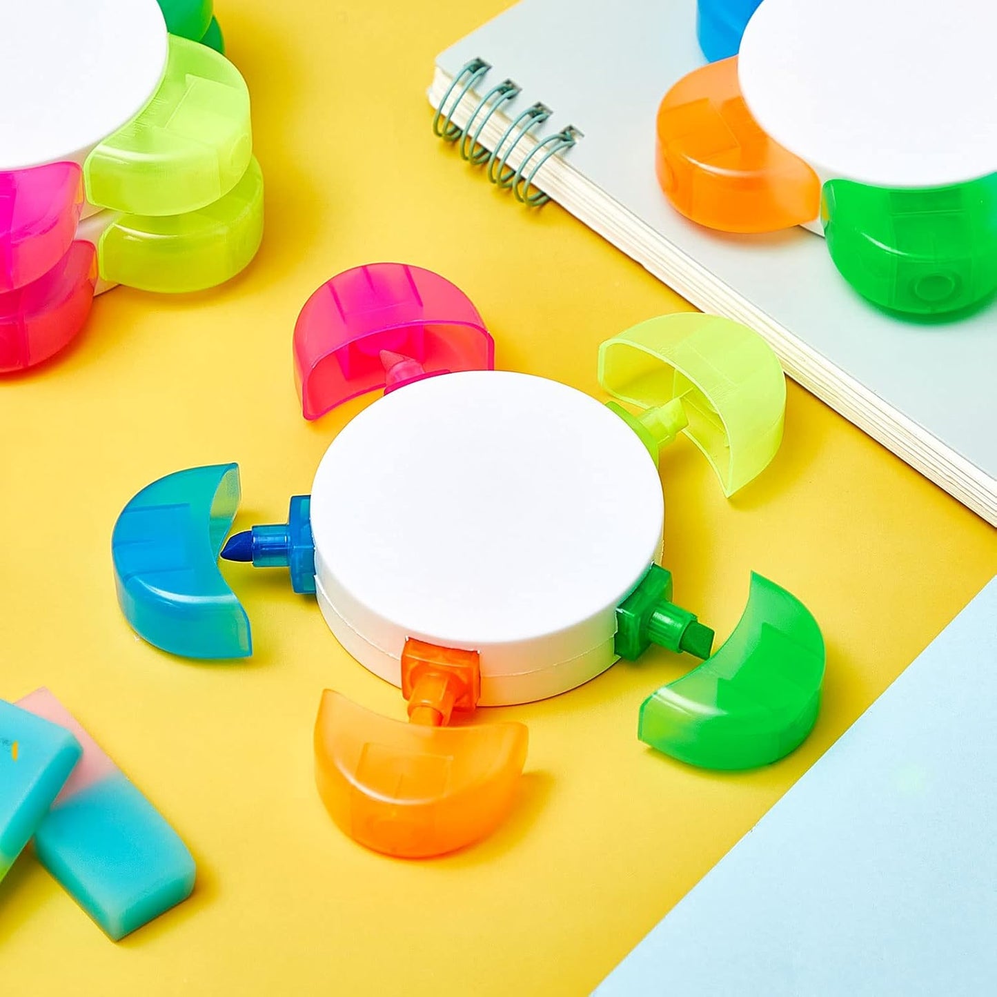 Outus 18 Pieces Petals Highlighters Assorted Colors Back to School Flower Shape Watercolor Highlighter Pens 5-in-1 Fluorescent Pens for Office School Stationery Aesthetic Supplies,5 Colors