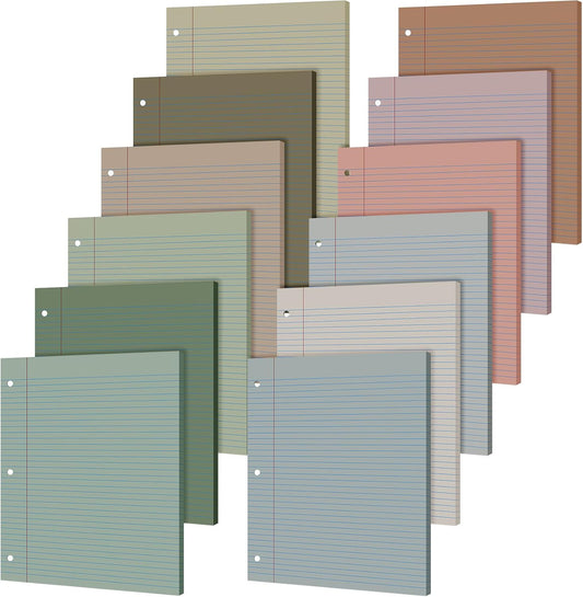 PerKoop 600 Sheets Colored Loose Leaf Paper 8.5" x 11" college ruled Lined 3 Hole Punched notebook Filler Paper for 3 Ring Binders Office School Supplies (Morandi Colors)