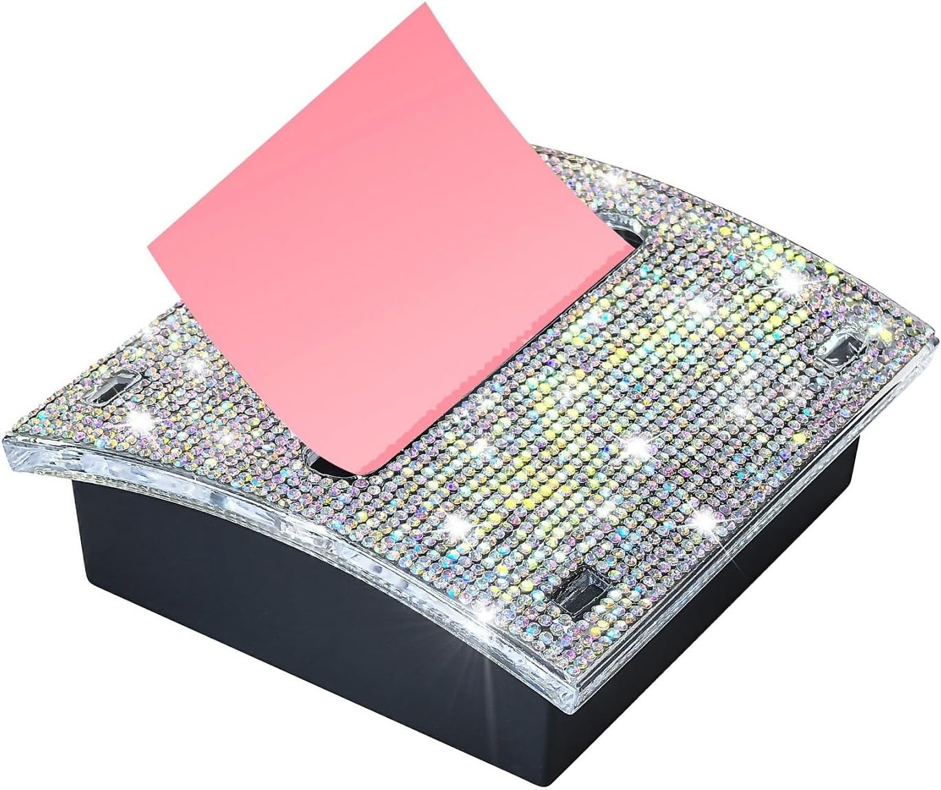 Rhinestone Self Sticky Note Holder Post it Note Dispenser Pop-Up Sticky Notes Dispenser 4 x 4 Inches Post it Dispenser for Desk (AB Bling)