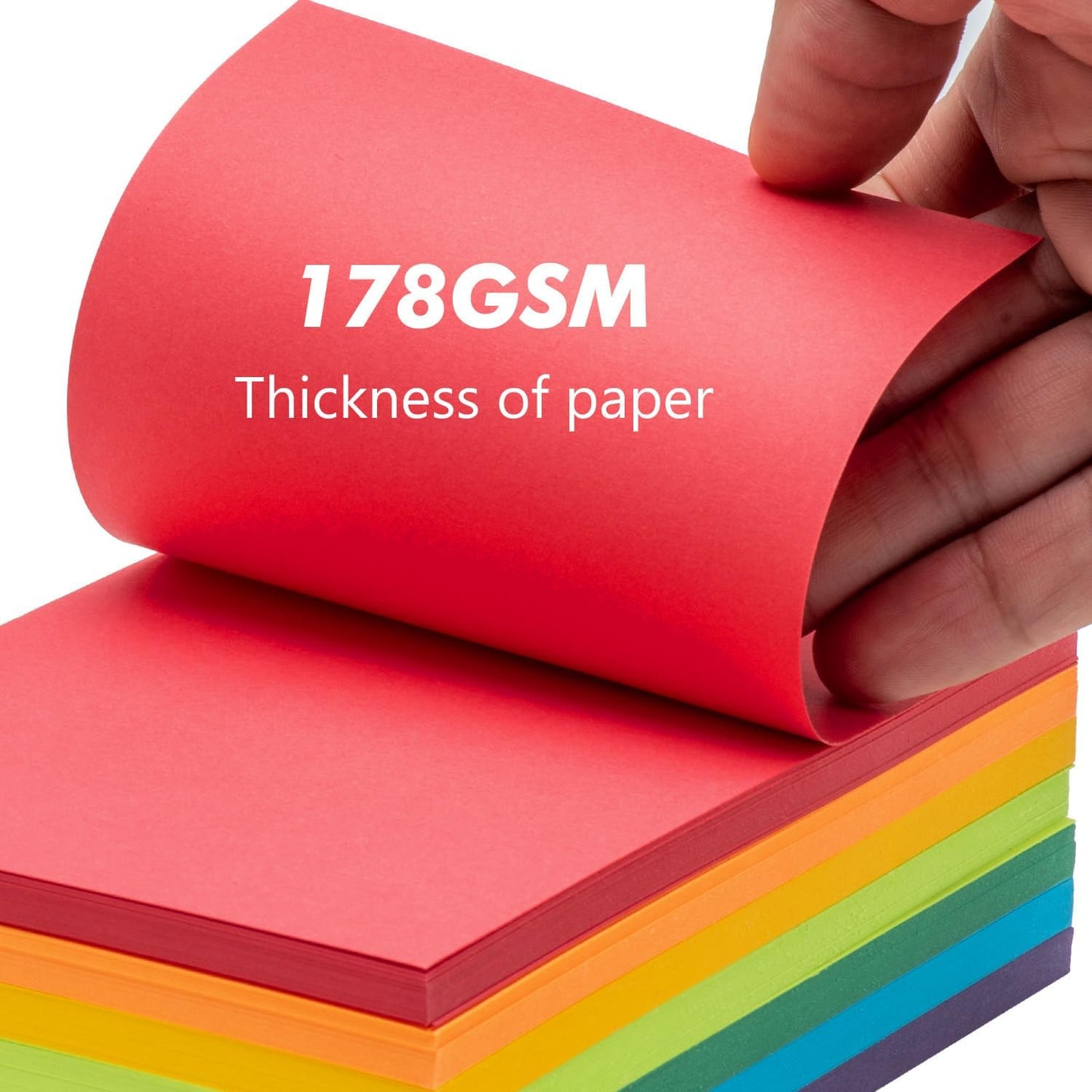 Index Cards 140-Count 5x8 Inch,178GSM Heavyweight Set of 7 Colors Paper Multicolor Study Cards (Rainbow)