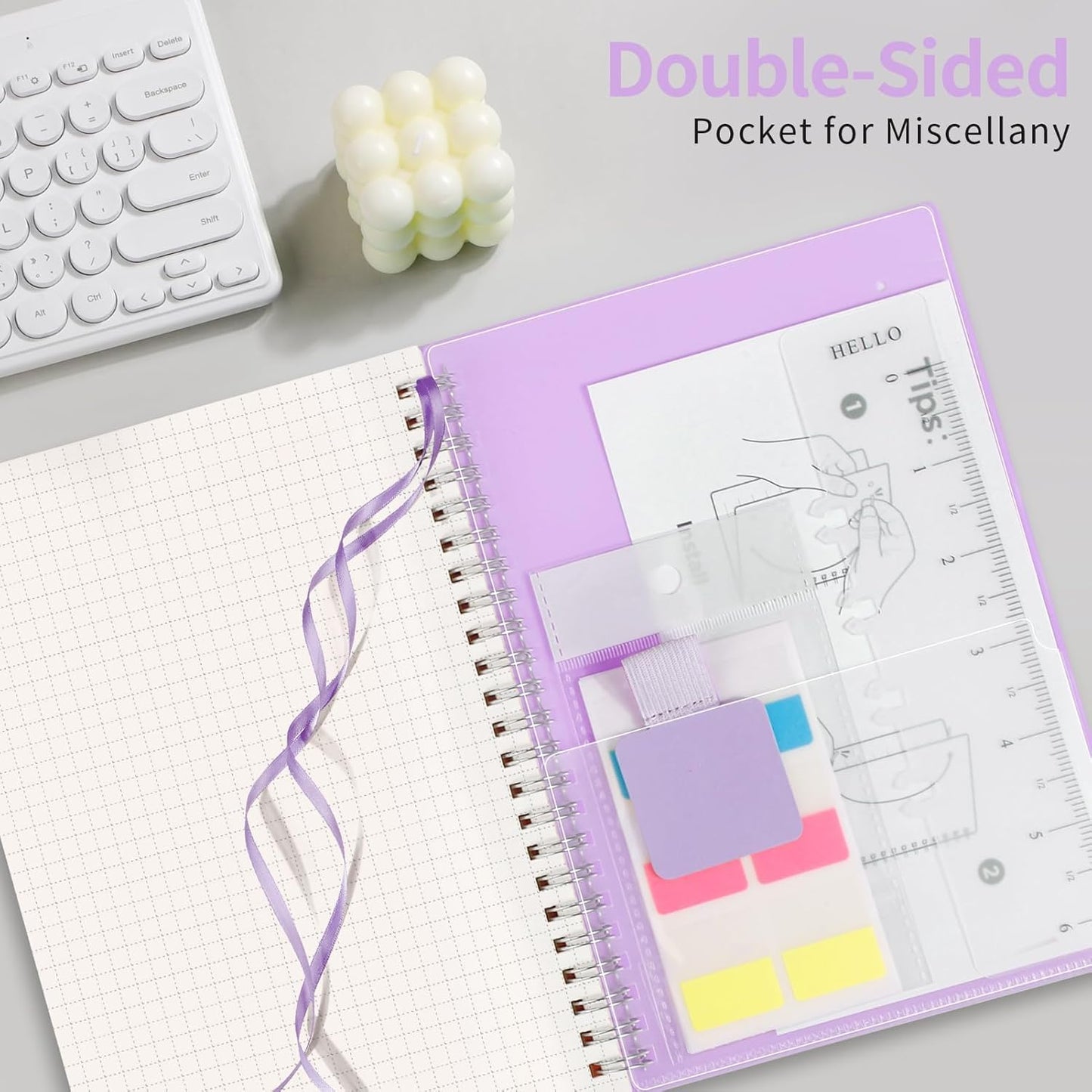 AHGXG Graph Paper Notebook - Spiral Notebook Journal 160 Pages, A5 Graph Notebook 5.7" x 8.3", 100 gsm Thick Grid Paper, Waterproof Plastic Cover, for School Writing Engineering Math, Purple