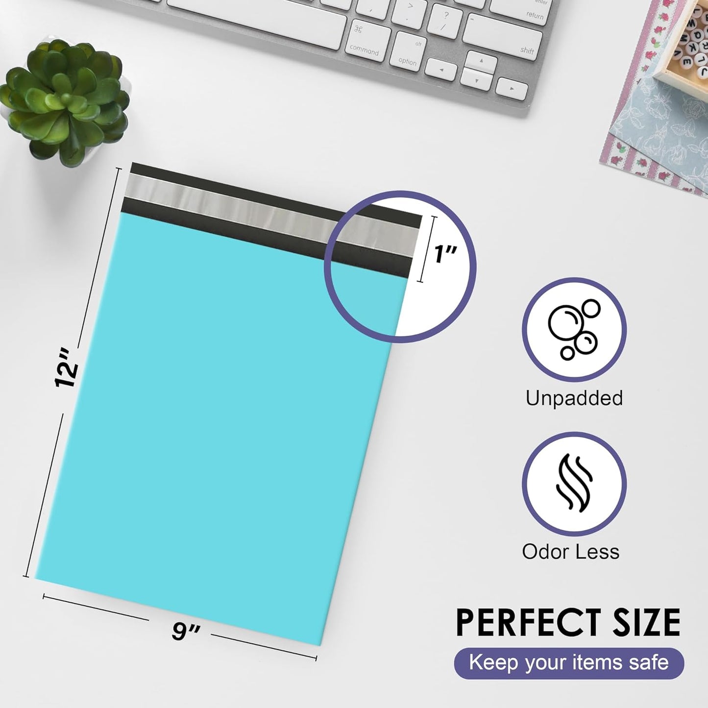 Teal Poly Mailers 9x12 Inch | Strong Adhesive Self-Seal mailer Bags | Tamper, Tear, Water Resistant Shipping Envelopes | Thick Strong Material Polymailer Bags Clothing Bag | 1000 Pack Bulk