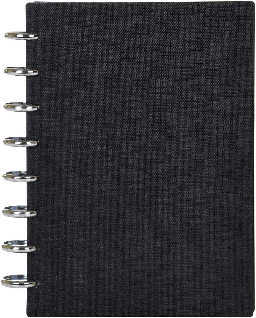 Talia Discbound Notebooks, Planner, Customizable, (yBlack w/Silver Discs, Junior (5.5in x 8.5in))