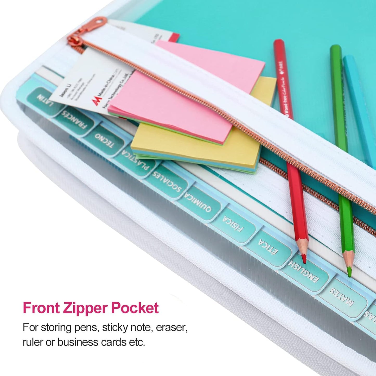 MEGREZ Expanding File Folder with 13 Pockets, 2 Pack A4 Paper File Folder with Zipper Color Labels, Waterproof Accordion File Folder Organizer for Home Office, Green & Pink