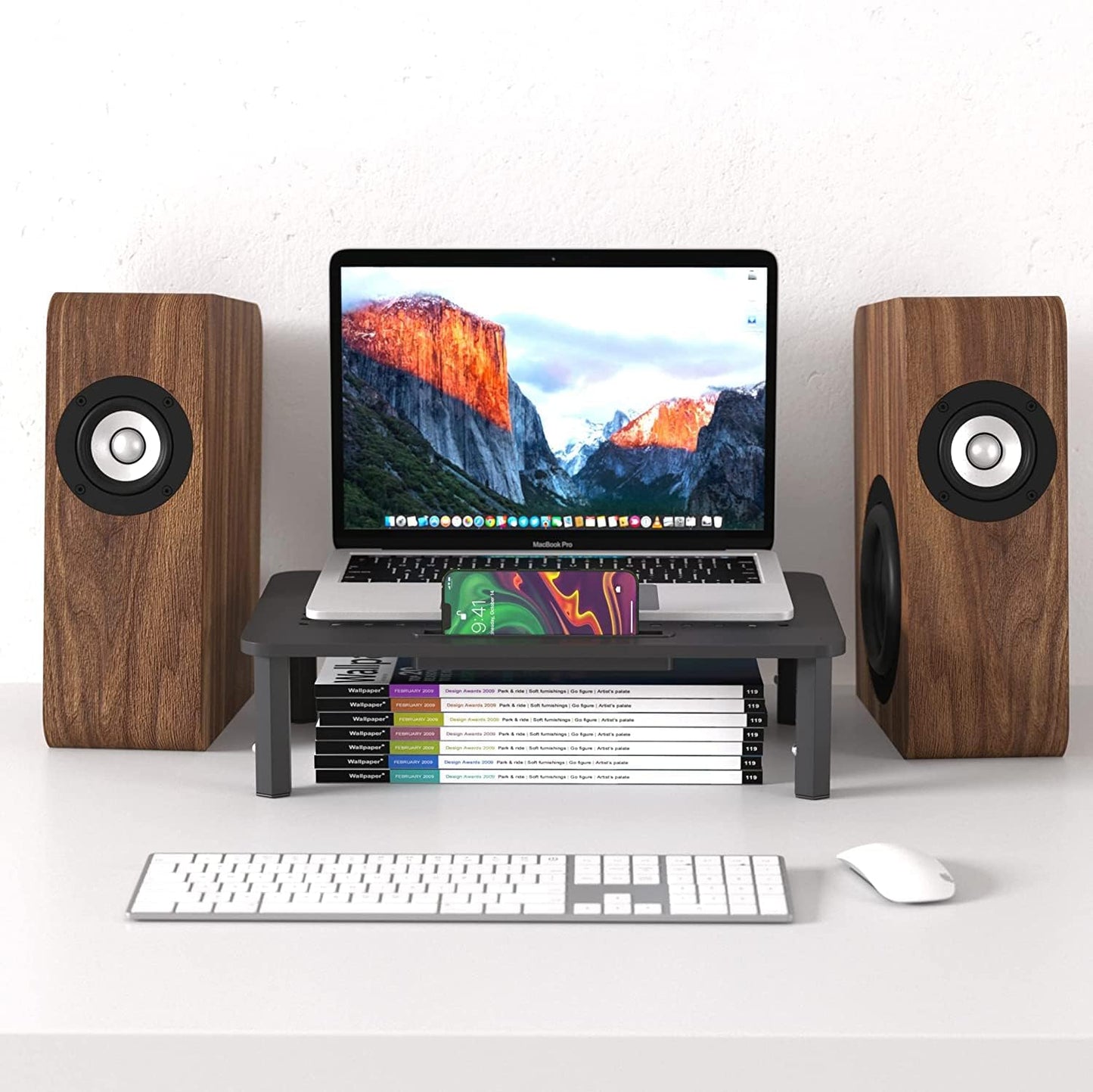 EVOOMI Monitor Stand Riser - Upgraded for Faster Productivity - Anti-Skid, HD Hexagonal Steel - Free Cable Ties - Computer Stand - Laptop, Desktop, Printer, iMac (Simple)