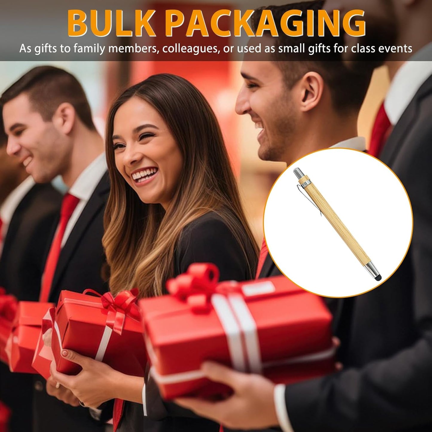 100pcs Bamboo Pens Bulk 2-in-1 Stylus Tip Wooden Bamboo Pens Engraving Wooden Ballpoint Pen Customizable Gift Pen Bulk