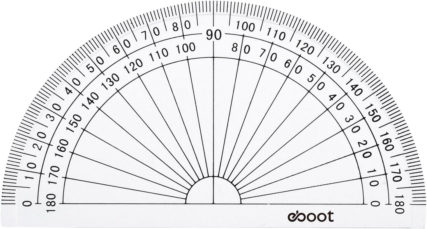 EBOOT 50 Pcs Math Protractors Plastic Protractor 180 Degrees, 4 Inches(Clear)