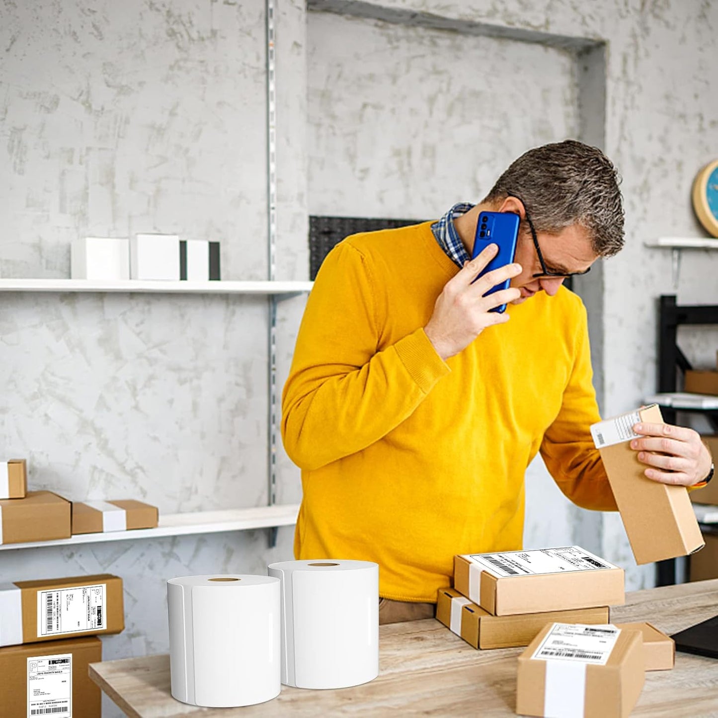 MFLABEL® 100 Rolls of 450 Labels 4x6 Direct Thermal Shipping Labels for Zebra 2844 ZP-450 ZP-500 ZP-505