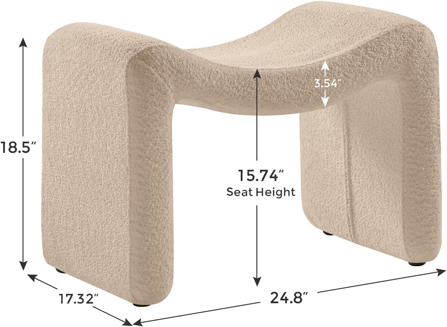 Large Footstool Ottoman, Multi-Functional Modern Foot Stool, Sofa Footrest Extra Seating for Living Room, Entryway, Hallways and Bedrooms, Large, Camel