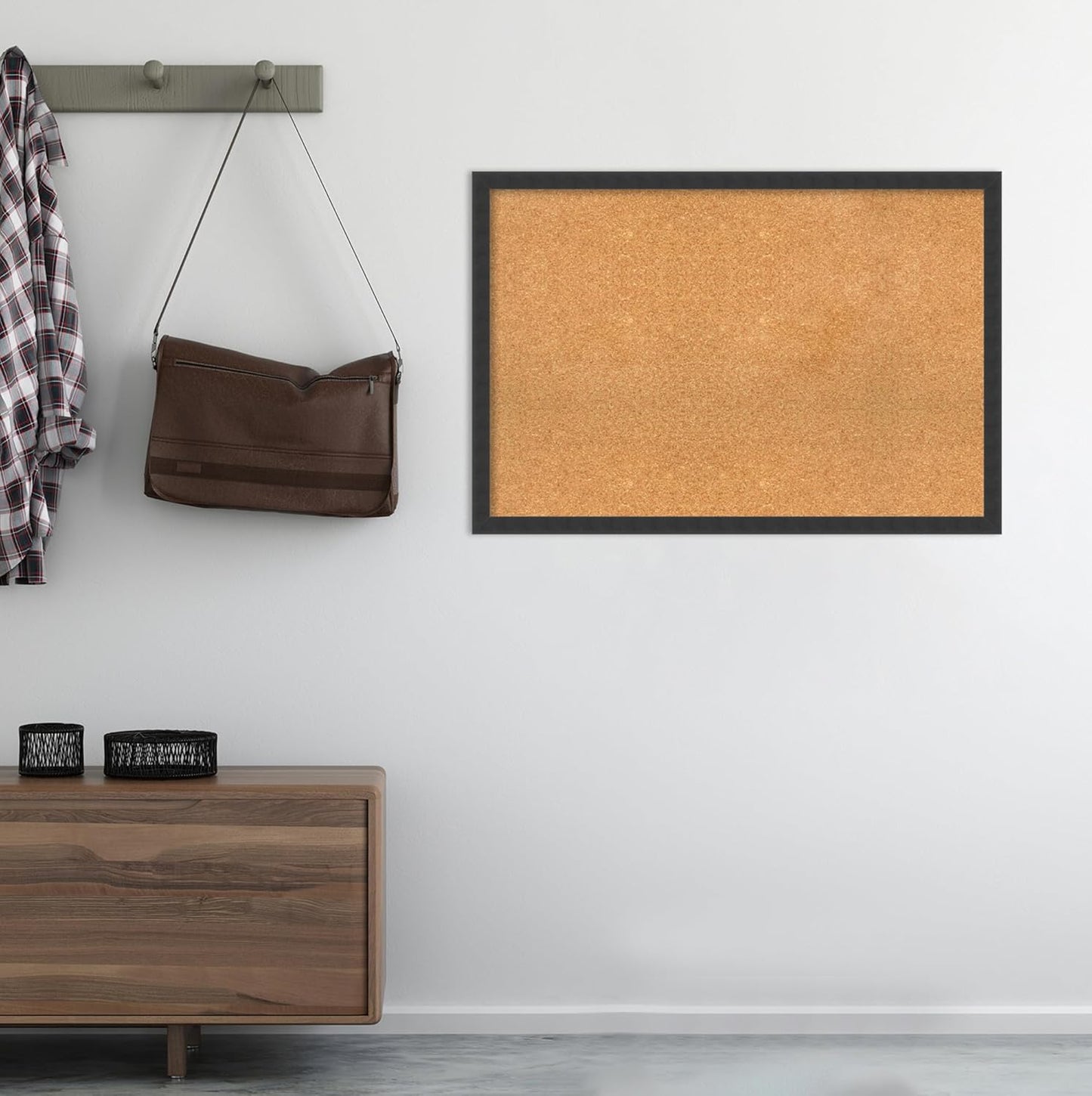 Amanti Art Natural Cork Board for Wall, 26x38 Vision Board with Black Wood Frame, Large Corkboard Office Decor for Home Organization, Modern Contemporary Corkboard Pinboard to display items for home