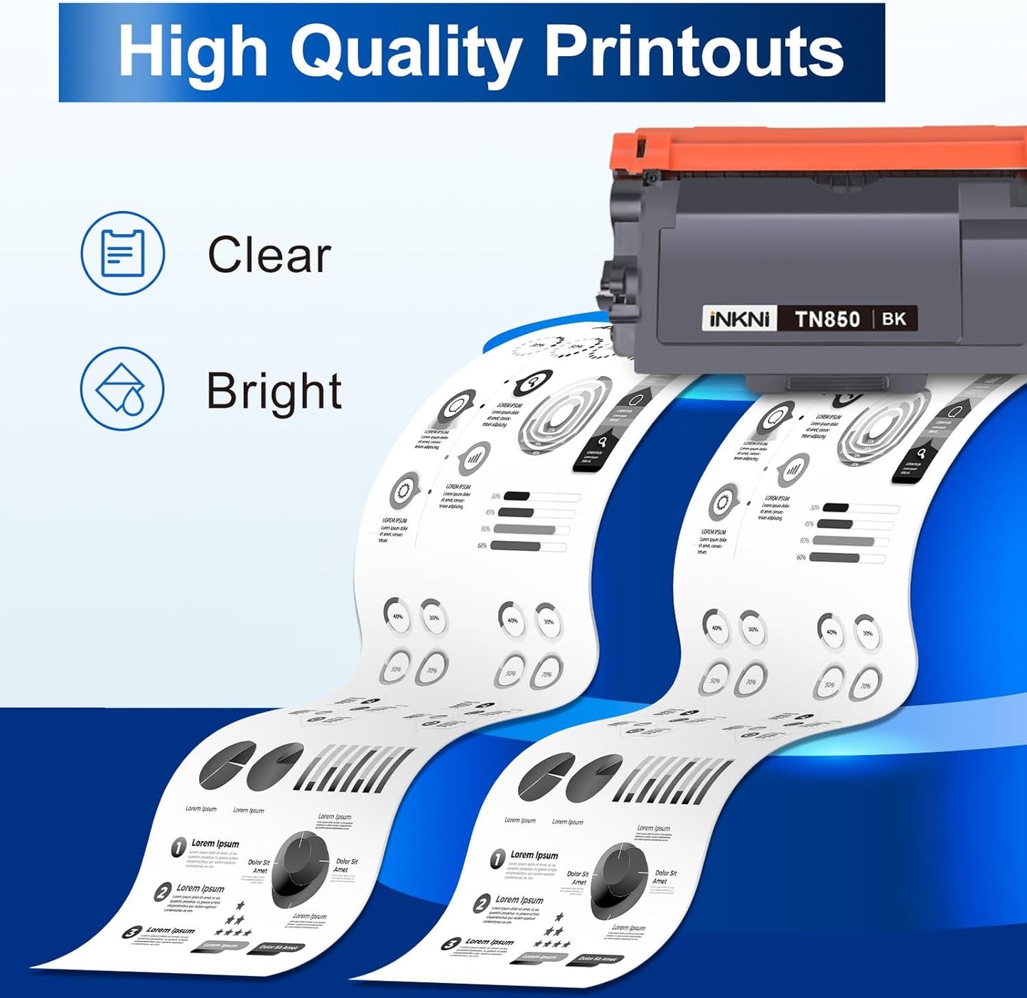 INKNI Compatible TN850 Toner Cartridge Replacement for Brother TN850 TN820 High Yield Compatible for Brother DCP-L5600DN HL L5000D HL L5200DW HL L6200DW MFC L5850DW MFC L6700DW Printer (Black, 2-Pack)