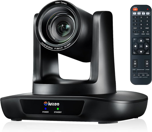 PTZ Camera 4K Conference Room Camera USB3.0/HDMI Live Streaming 12X Optical Zoom Wide Angle for Video Conferencing Church Services Education Medical Work with Zoom Webex OBS YouTube Facebook