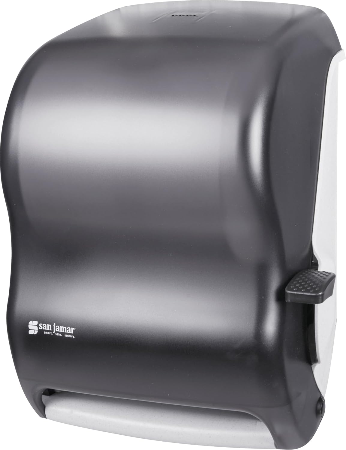 San Jamar Classic Paper Towel Dispenser with Lever for Bathroom, Kitchens, Restaurants, and Cafeterias, Plastic, For Universal 800' 8" Rolls, Black Pearl