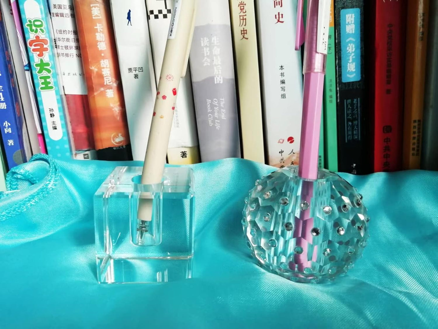Glass Pen Holder Honeycomb Desk Accessory Fountain Pen Office Supplies Party & Gift Idea Home Decor (SQUARE)