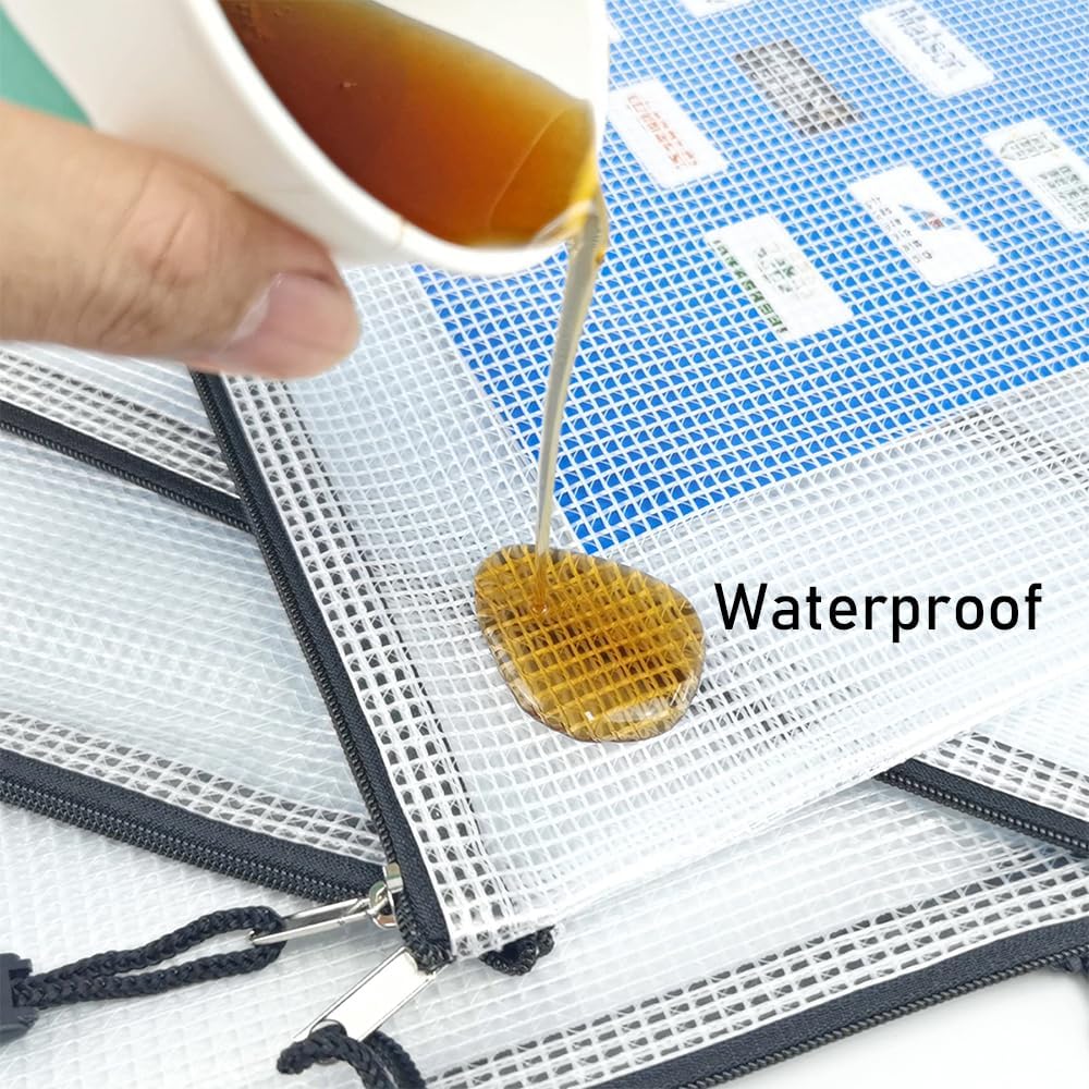 D-KINGCHY 24Pcs Zipper Storage Bags, Plastic Mesh Zippered Pouch for Organization, Waterproof Versatile Bags for Office Supplies School Travel