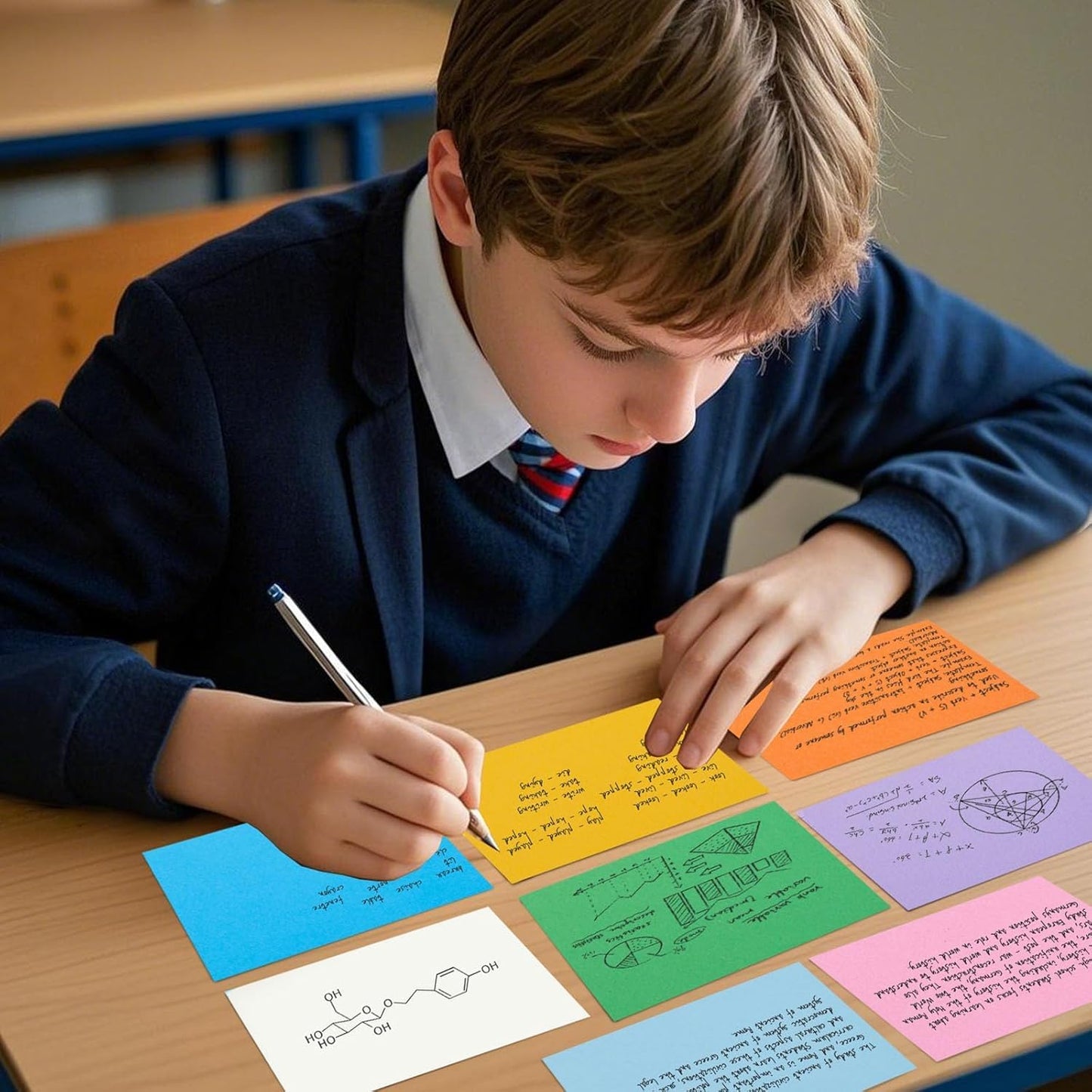 300PCS Colored Index Cards, 3x5 Inch Flash Cards Study Heavy Notecards for Studying School Office Learning Memo Scratch Pad, 8 Colors Notecards