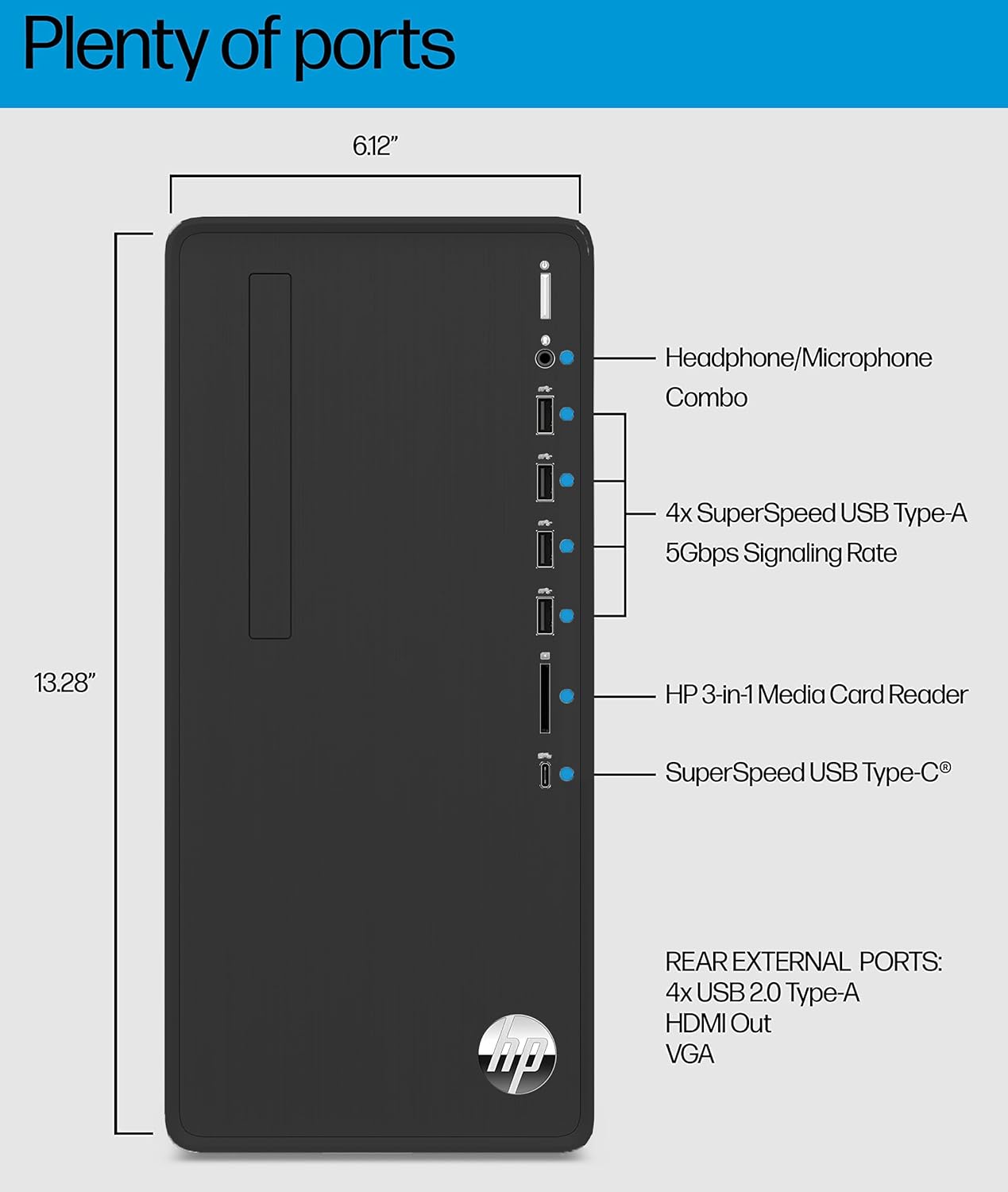 HP Pavilion Tower Desktop Computer, Intel 8-Core i7-10700F up to 4.8GHz, 32GB DDR4 RAM, 1TB PCIe SSD, GeForce GT 610 2GB, WiFi 6, Bluetooth, RJ-45, Type-C, KB & Mouse, Black, Windows 11 Pro, Tichang