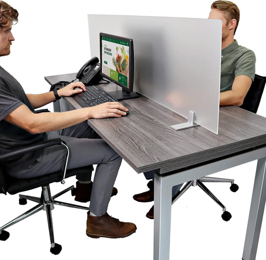 OBEX Acrylic Free Standing Screen, Divider for Desk Privacy Home & Office Partitions for Table Top Workstation, Portable Cubicle Panel for Work, 24" x 60", Frosted