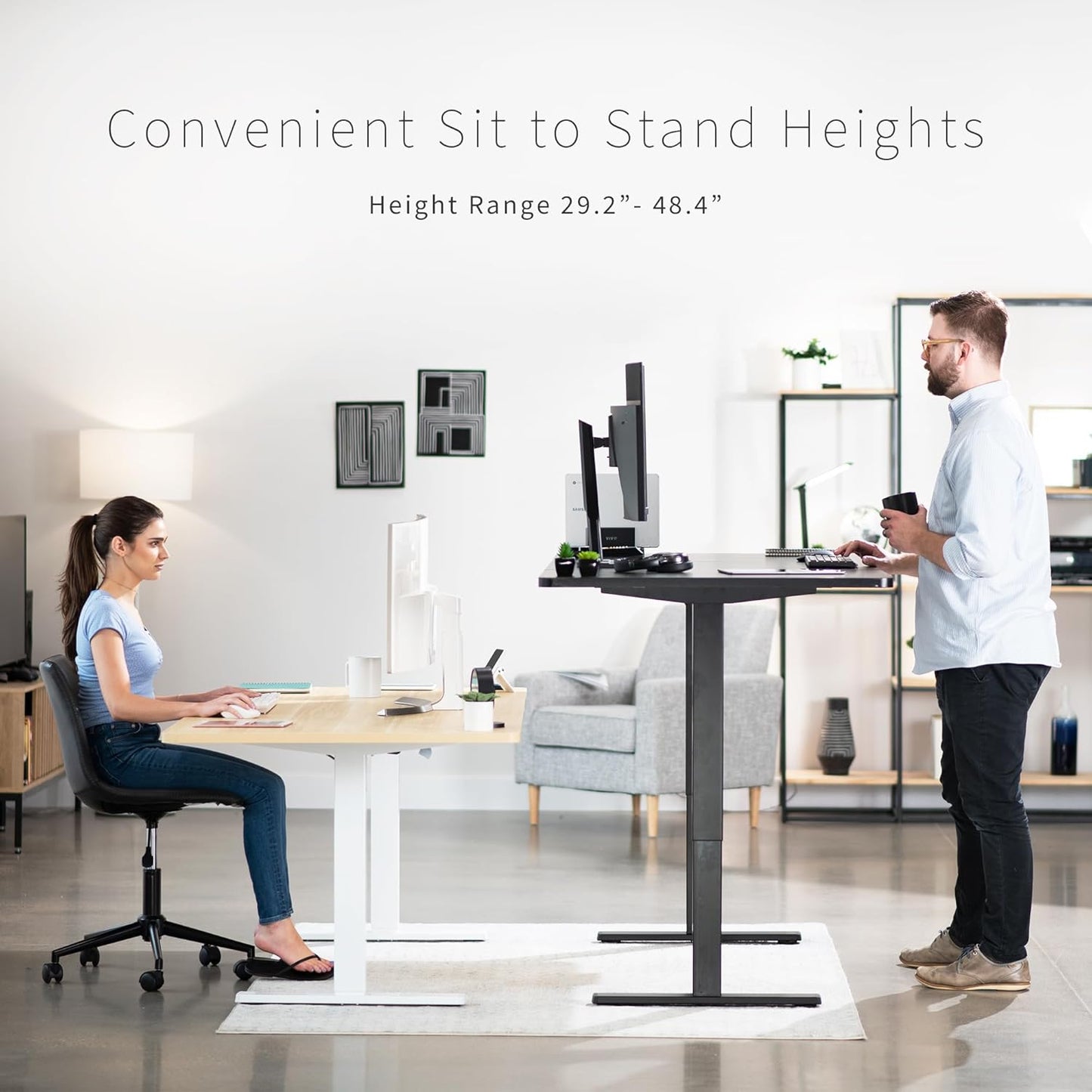 VIVO Electric 71 x 36 in Standing Desk, Memory Height Adjustment, 1B Series, Black Top Gray Frame, DESK-KIT-1G7B-36