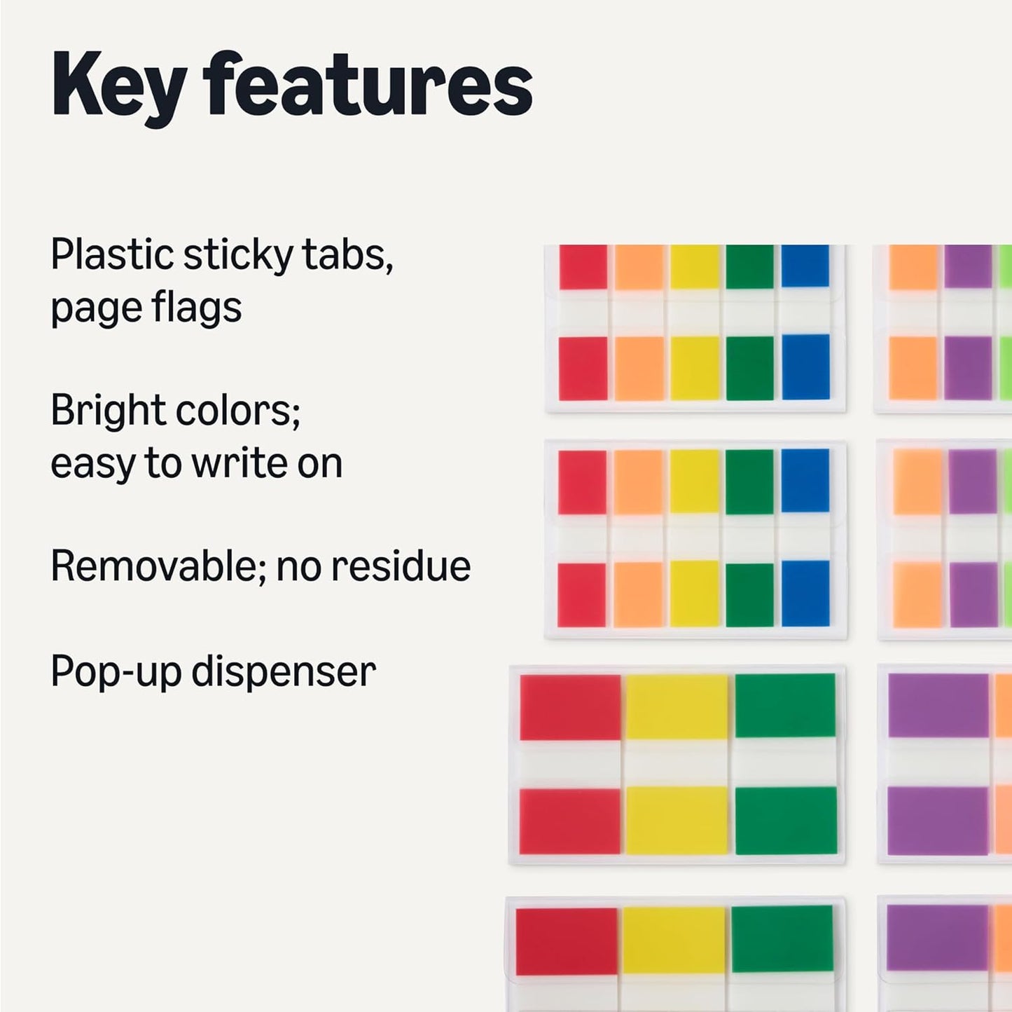 Amazon Basics Flags and Tabs Combo, 240pcs 0.94 inch in Wide and 400pcs 0.47 inch in Wide, Total 640 Count, Rectangular, Assorted Colors
