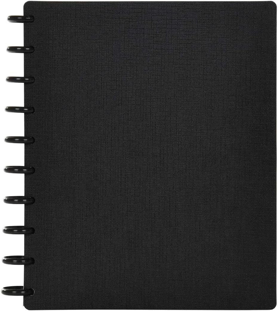 Talia Discbound Notebooks, Planner, Customizable, (Black w/Black Discs, Midsize (7.5in x 9.75in))
