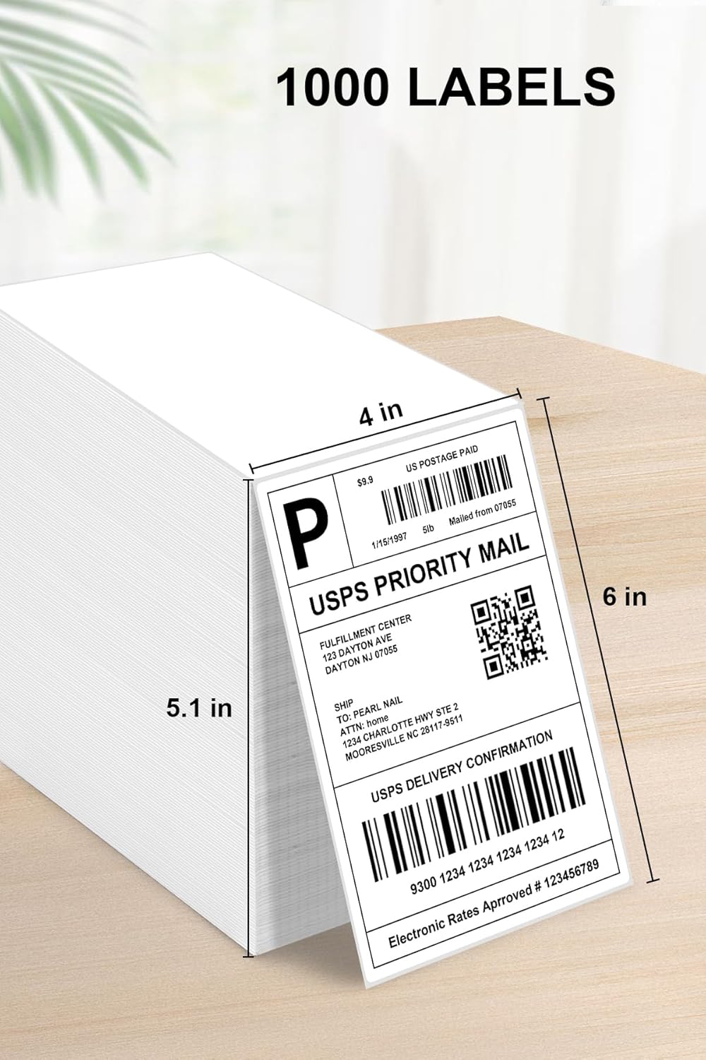 4x6 Thermal Labels - Waterproof Shipping Stickers for Thermal Printers, All-Purpose Label Stickers, White, 1000/Pack (1-Pack)