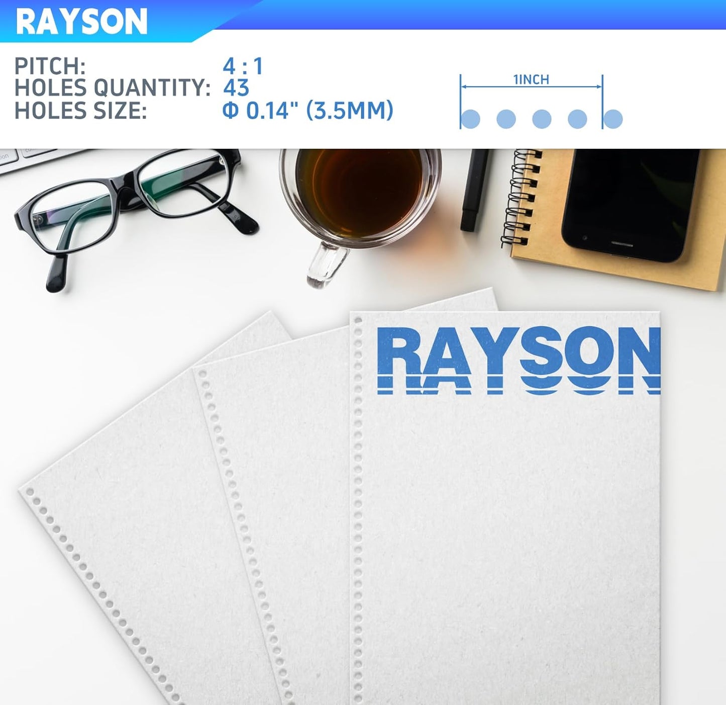 Rayson PD-1503 Coil Binding Machine, 4:1 Pitch Spiral Binder with Electric Coil Inserter for Max. Punching Letter Size