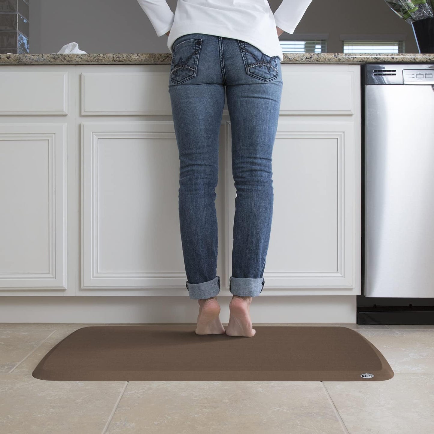 GelPro Linen Truffle Elite Premier Gel & Foam Anti-Fatigue Kitchen Floor Comfort Mat, 20" x 36"