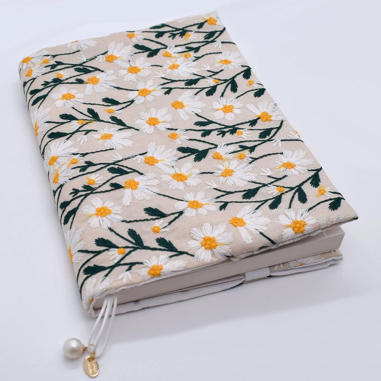 BLBMH Embroidery Book Covers for Paperbacks Fit for 5.5x8.5 inch Adjustable Book Sleeve Cover for Women Over 15 Soft Cloth Protector for Privacy Notebook Novels - Daisy 3