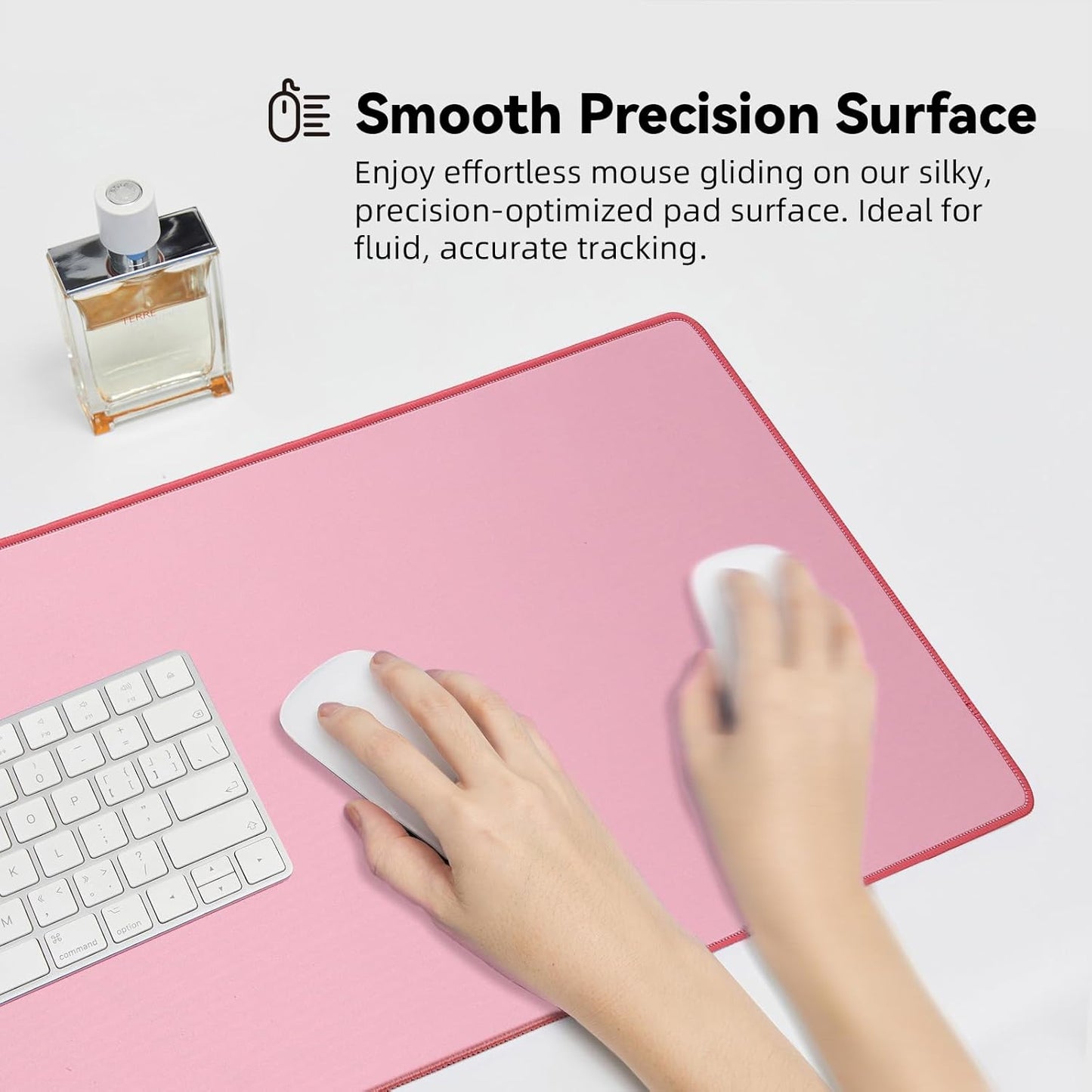 Waterproof Large Gaming Mouse Pad with Durable Stitched Edges, Non-Slip Rubber Base, Smooth Surface Mouse Mat Desk Pad for Home Office Gaming, 15.74"x35.43"x0.12", Dusty Rose