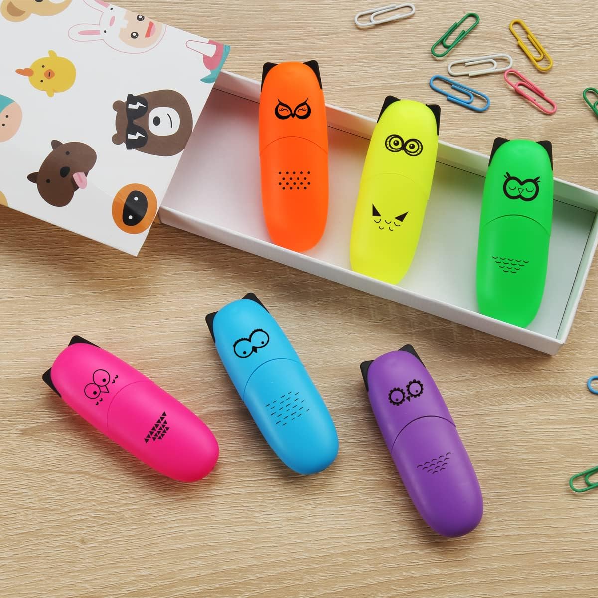 12 pieces Cute Animal Design Vet Tech Week Gifts Mini Highlighter Pen Assorted Colors Chisel Tip Gift Highlighter Marker - stocking stuffers for kid - kawaii stuffs