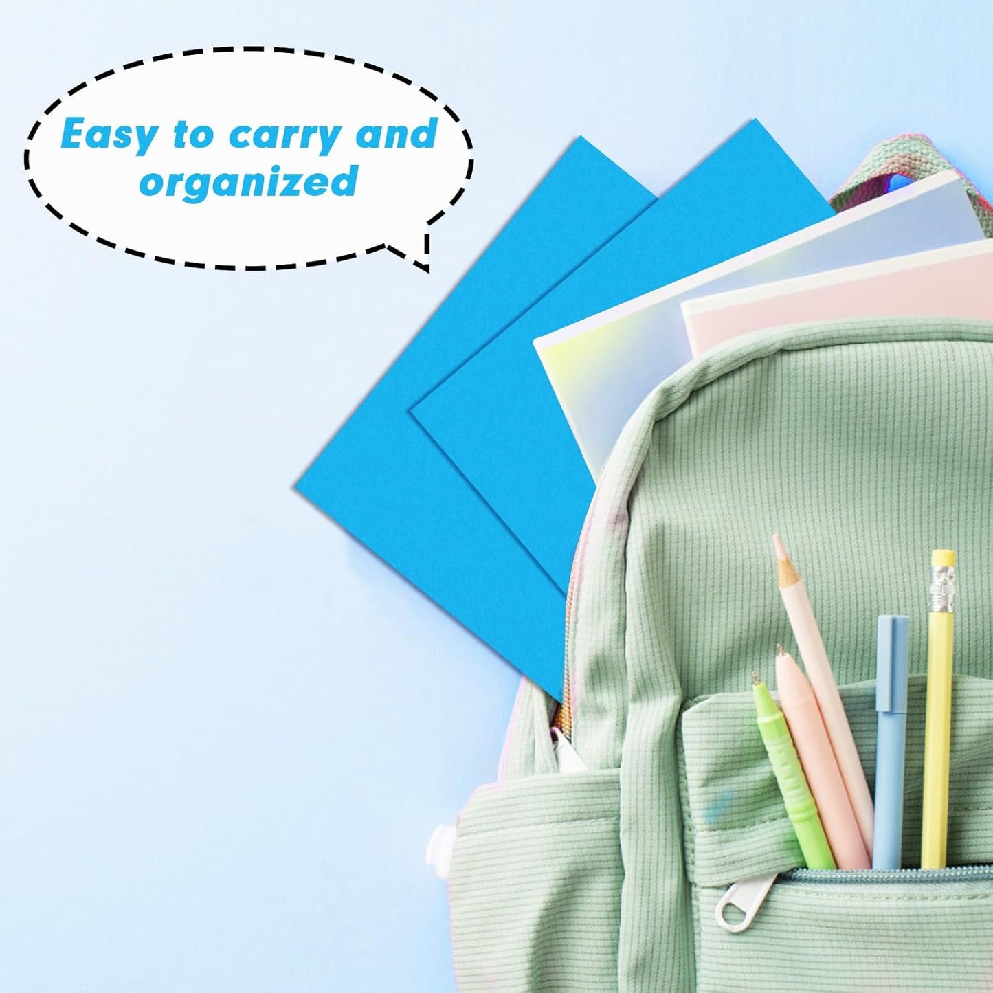 Two Pocket Folders, RAZCC 50 Pack 2 Pocket Folders Fit Letter Size Paper, Paper Folders with Pockets for School Office Business Home, Blue