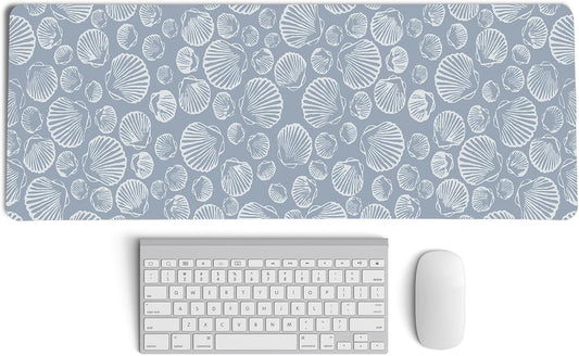 Seashell Mouse Pad,Coastal Beach Mouse Pad,XL Large Ocean Beach Seashell Desk Mat,Girly Summer Beachy Gaming Computer Pads,Girly Laptop Desk Mat,Summer Beachy Desktop Decor Art,31.5x11.8 Inch