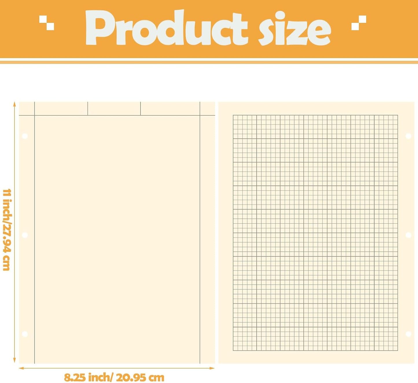 Seajan 2 Pcs Engineering Paper Notebook Engineering Computation Pad 8.5 x 11 Inches Engineer Graph Paper Notepad, 5 Squares Per Inch 3 Hole Punched Computation Pad, 100 Sheets/pack (Yellow)