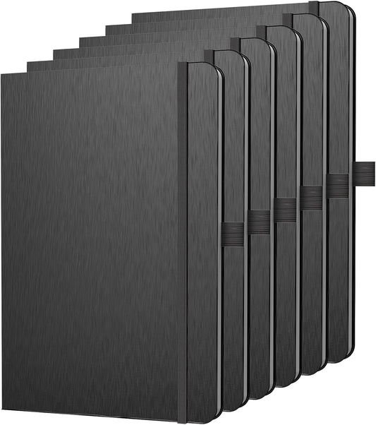 A5 Lined Journal Notebook, 7mm College Ruled Notepad, Journaling for Writing, Work, School, Travel and Note Taking, Hardcover 160 Pages (80 Sheets) 5.79 x 8.3 inches (6 Pack Black)