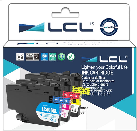 LCL Compatible LC406 LC406XLCS,LC406XLMS,LC406XLYS 3-Color High Yield Pigment Ink Cartridge Replacement for Brother MFC-J4335DW MFC-J4345DW MFC-J4535DW MFC-J5855DW MFC-J5955DW MFC-J6555DW MFC-J6955DW