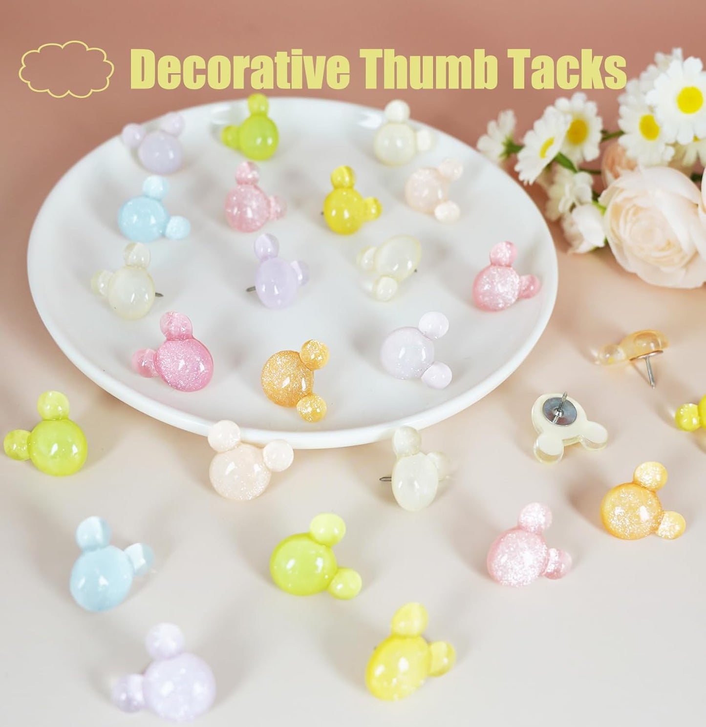 30Pcs Push Pins,Decorative Push Pin,Cute Thumb Tacks Cute Office Decor for Cork Board Bulletin Board,Desk Accessories Aesthetic,Classroom Decor,Business Home Decor（30-Mouse）
