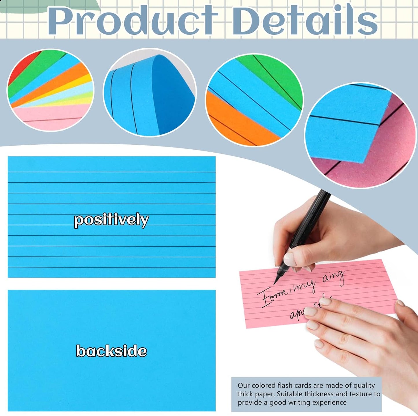 Tecmisse Index Cards 3 x 5 Colored, 600 PCS Colorful Flash Index Card, Note cards, Study Cards, Flash Cards for Studying, Taking Notes, To Do List, 10 Colors
