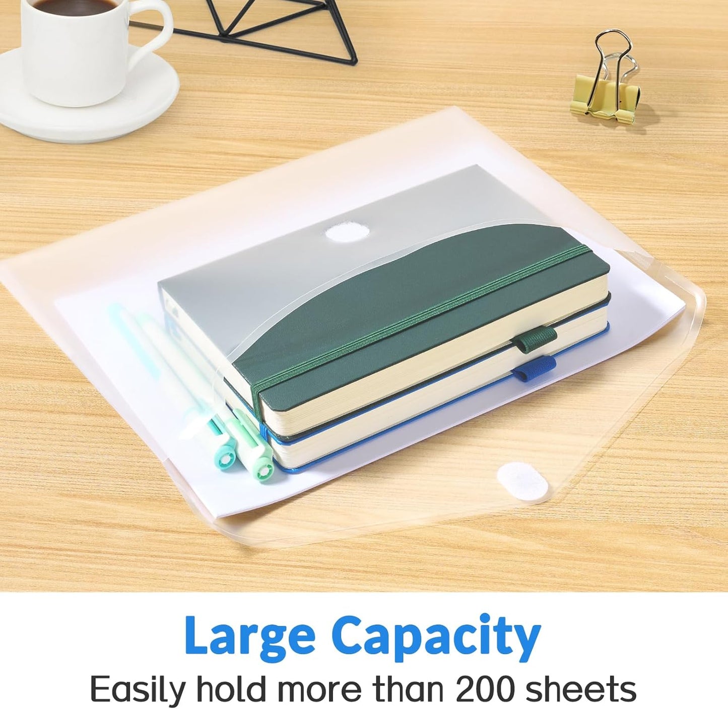 Sooez 6 Pack Plastic Envelopes File Folders, Rainforced Clear Folder Important Document Organizer, A4 Letter Size Bill Receipt Paper Holder Organizer Folder with Closure for School Office