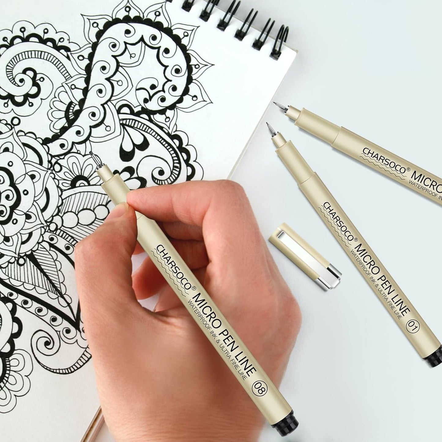 Black Micro Pens, 12 Sizes in 0.23mm - 5mm, Waterproof Archival Ink, Fine Point Pen for Artist Illustration, Sketching, Anime, Manga and Technical Drawing