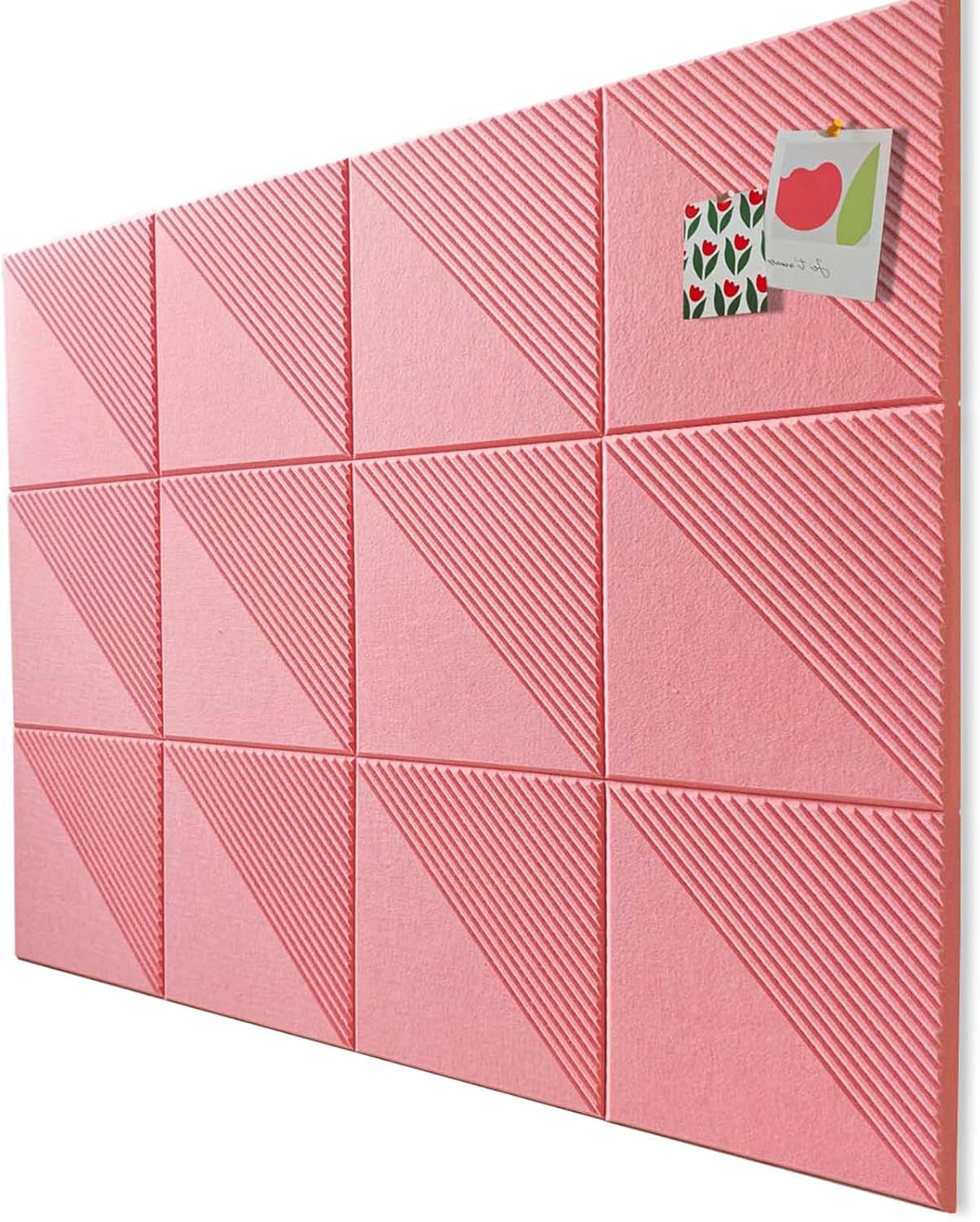 Large Cork Board for Walls 48"x 36", 12 Pack Felt Wall Tiles with Safe Removable Adhesive Tabs, Cork Board for Office,Pinboard Bulletin Board - Pink