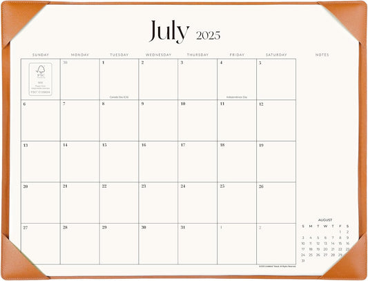 Simplified Desk Calendar 2025-2026 with Desktop Mat, Cabbrix Large Desk Pad Calendar 21" x 16-1/2" from July 2025 to December 2026, Desk Blotter Calendar for Home School and Office (Brown)