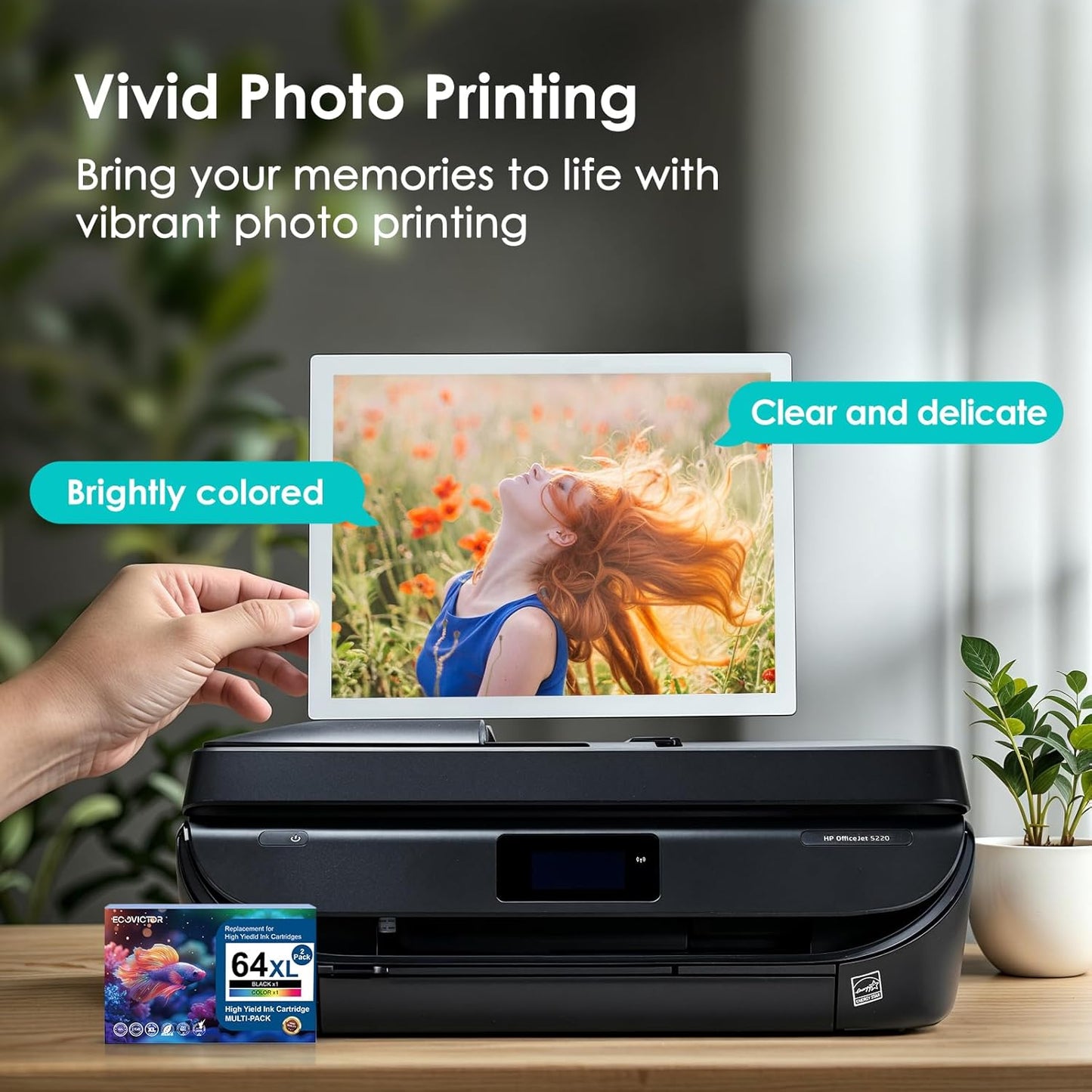 Remanufactured 64XL Ink Cartridges Black/Color Replacement for HP 64XL Ink Cartridge Combo Pack HP Ink 64 for Envy 7855 7858 7155 7800 6252 6255 7100 7164 7200e 7955e 7900e Tango X Printer