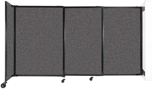 Wall-Mounted Sliding StraightWall Room Divider | Adjustable Widths | Locking Wheels | Room Separator | Up to 7'2" Wide x 4' Tall Charcoal Gray Fabric Panels