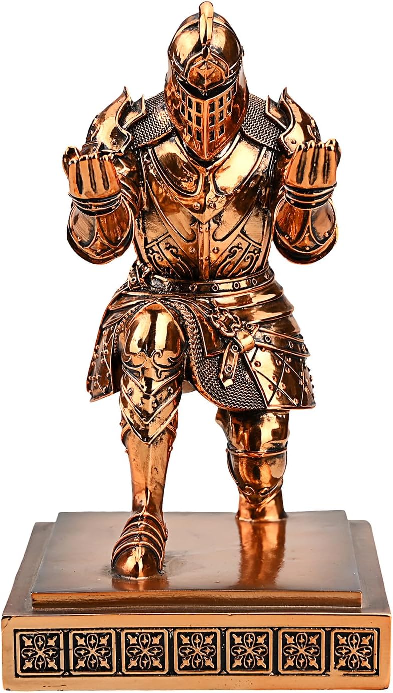 King's Guard Knight Pen Holder Pen Stand Desk Organizers and Accessories Resin Pencil Holder as Gift for Office and Home (Copper(Plating))