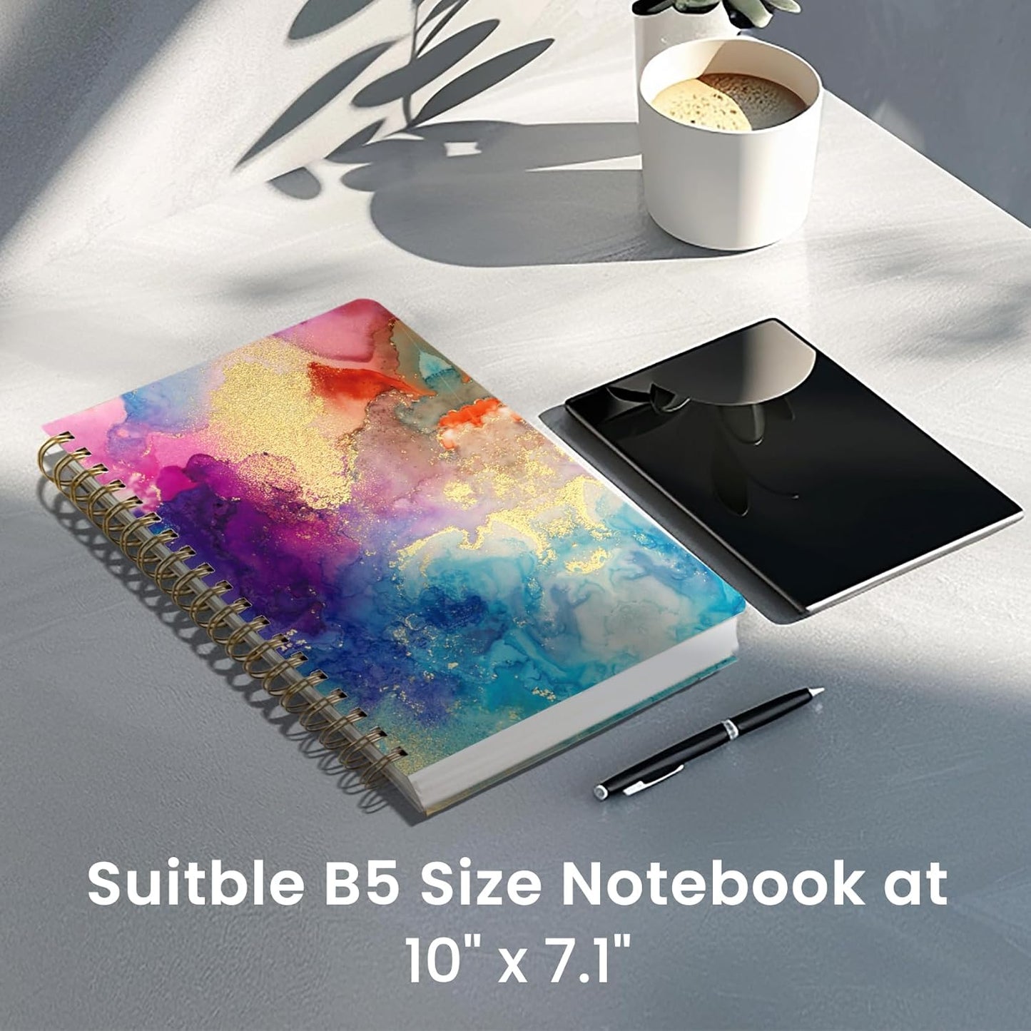 Spiral Graph Paper Notebook Journal for Work, 300 Pages, Thick B5 (7.1"x10") Grid Journals for Women & Writing, Hardcover Notebook for Note Taking, Perfect for Work School Note Taking Business, Color Splash