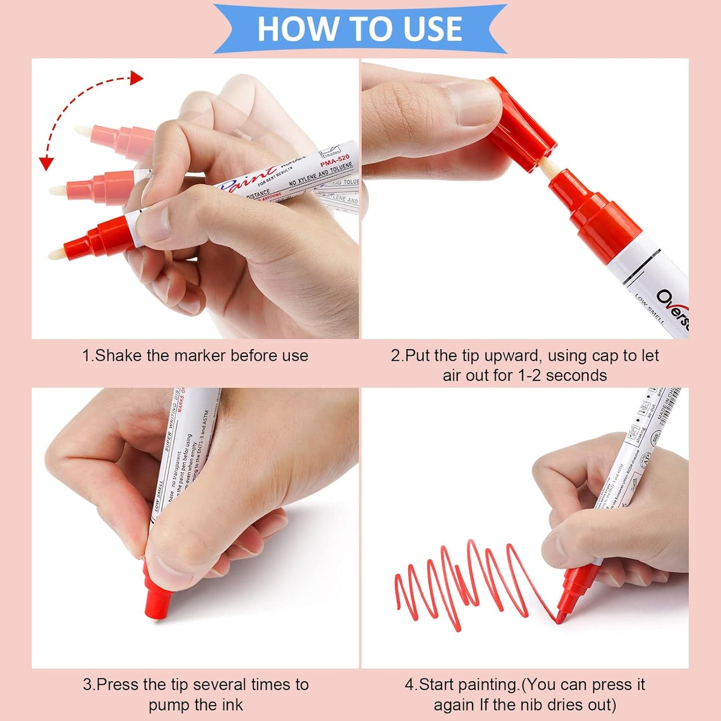 Paint Pens Paint Markers - Blue Permanent Markers 8 Pack, Oil Based Waterproof Quick Dry Medium Tip Marker Pen for Metal, Wood, Fabric, Plastic, Rock, Stone, Mugs, Canvas, Glass, Art Craft